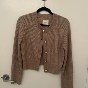 Abercrombie & Fitch Beige Cardigan with Pearl Accents